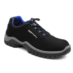 Sapato de Segurança em Microfibra – Preto e Azul – Estival – EN10021S2 - CA 44592 - Outlet do Marceneiro