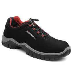 Sapato de Segurança em Microfibra – Preto e Vermelho – Estival – EN10021S2 - CA 44592 - Outlet do Marceneiro