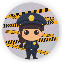 Painel Redondo 50x50 - Policial Desenho - PAINEL E CORES