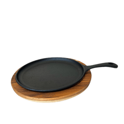 Bifeteira de Ferro Fundido Oval Com Suporte em Mad... - Panelas Ferreira 