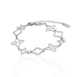 Pulseira Trevo Grande e Trevo Pequeno Aço Inoxidáv... - Kumbayá Joias