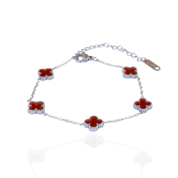 Pulseira Mini Trevo Vermelho Aço Inoxidável - IPU... - Kumbayá Joias