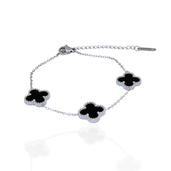 Pulseira Trevo Grande Preto Aço Inoxidável - IPU0... - Kumbayá Joias