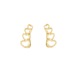 Brinco Ear Cuff Semijoia Banho De Ouro 18k Coraçõe... - Kumbayá Joias