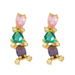 Brinco Ear Cuff Zircônias Coloridas By Kumbayá Joi... - Kumbayá Joias