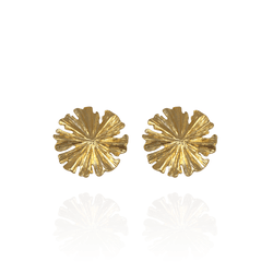 Brinco Orgânico Flor Banho de Ouro 18K - JBR193900 - Kumbayá Joias