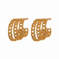 Brinco Argola Correntaria Triplo Banho de Ouro 18K... - Kumbayá Joias