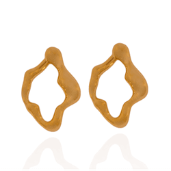 Brinco Orgânico Banho de Ouro 18K - JBR195600 - Kumbayá Joias