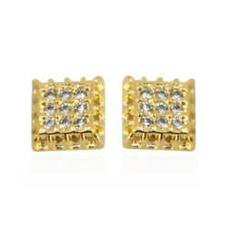 Brinco Quadrado de Zircônias Banho de Ouro 18K