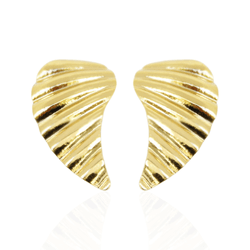 Brinco Vírgula Texturizado Banho de Ouro 18K - JBR... - Kumbayá Joias