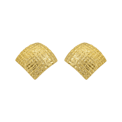 Brinco Quadrado Texturizado Banho de Ouro 18K - JB... - Kumbayá Joias
