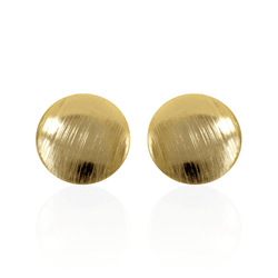 Brinco Chapa Redonda Escovada M Banho de Ouro 18K ... - Kumbayá Joias