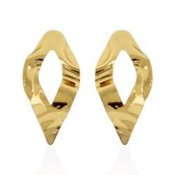 Brinco Losango Orgânico Banho de Ouro 18K - JBR197... - Kumbayá Joias