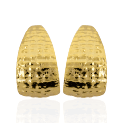 Brinco Meia Argola Texturizada Banho de Ouro 18K -... - Kumbayá Joias