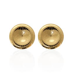 Brinco Chapa Redonda Desenhada Banho de Ouro 18K