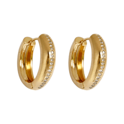 Brinco Argola Zircônias Incolores Banho de Ouro 18... - Kumbayá Joias
