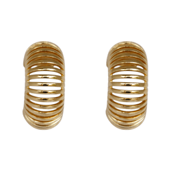 Brinco Meia Argola Mola Banho de Ouro 18K - JBR199... - Kumbayá Joias