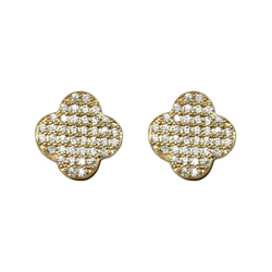 Brinco Argola Trevo Cravejado Banho de Ouro 18K - ... - Kumbayá Joias