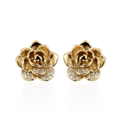 Brinco Rosa com Zircônias Banho de Ouro 18K - JBR2... - Kumbayá Joias