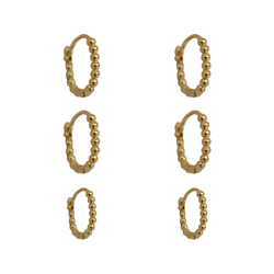 Brinco Trio Argola de Bolinhas Banho de Ouro 18K -... - Kumbayá Joias