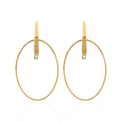 Brinco Base Palito com Zircônia e Argola Oval Banh... - Kumbayá Joias