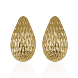 Brinco Gota Trabalhada Banho de Ouro 18K - JBR2042... - Kumbayá Joias