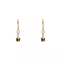 Brinco Argola com Pingente Borboleta de Zirconia P... - Kumbayá Joias