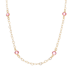 Colar Corrente Coração e Ponto Zirconia Rosa By Ku... - Kumbayá Joias