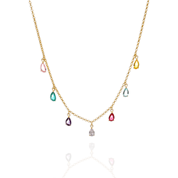 Colar Elo Português Com Gotas Penduradas De Zircôn... - Kumbayá Joias