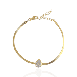 Pulseira Lacraia com Gota de Zircônia Banho de Our... - Kumbayá Joias