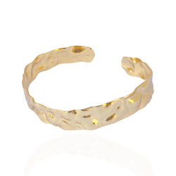 Bracelete Martelado Banho de Ouro 18K - JPU042700 - Kumbayá Joias