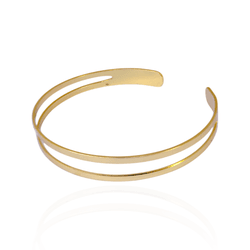 Bracelete 2 Fios Banho de Ouro 18K - JPU042800 - Kumbayá Joias