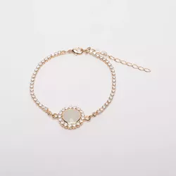 Pulseira Riviera Incolor Com Detalhe Redondo Em Zi... - Kumbayá Joias