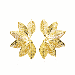 Brinco Folhas Douradas Banho de Ouro 18K
