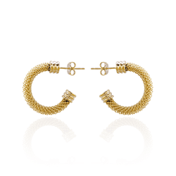Brinco Meia Argola Malha Banho de Ouro 18K - JBR18... - Kumbayá Joias