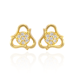 Brinco Tulipa com Zircônias Incolor Banho de Ouro ... - Kumbayá Joias