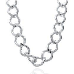 Colar Elo Groumet Grande Metal Prateado - XCO0017... - Kumbayá Joias