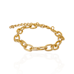 Pulseira Elo Groumet Fino Metal Dourado - XPU00230 - Kumbayá Joias