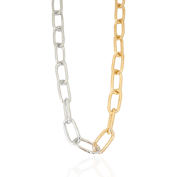 Colar Elo Cartier Oval Metal Dourado e Prateado -... - Kumbayá Joias
