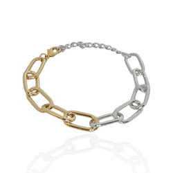 Pulseira Elo Cartier Oval Metal Dourado e Prateado... - Kumbayá Joias