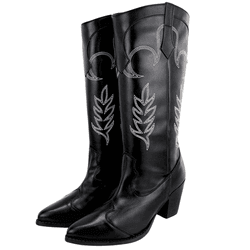 Bota Tais Western Texana Bordada Preta - Texana-Pr... - Paula B