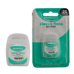 Fio dental Powerdent Classic Floss Pocket - 25 m - 1794 - Grupo PDHB - Loja Virtual