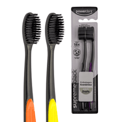Escova de Dentes Powerdent Supreme Black 2un - 2359 - Grupo PDHB - Loja Virtual