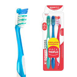 Escova de Dentes Powerdent X-Power Cross Pack Triplo - 2548 - Grupo PDHB - Loja Virtual
