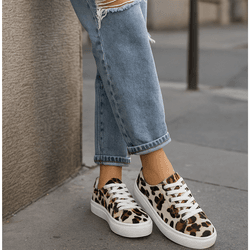 Tênis Casual Couro Premium Pelo Onça Branco 1500 - 207 - USE PDK SHOES