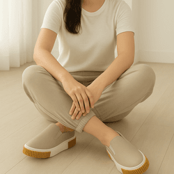 Tênis Slip On Feminino Couro Premium Floater Taupe 510 - 266 - USE PDK SHOES