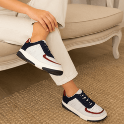Tênis Casual Couro Premium Graxo Off White e Açai/Camurça Marinho 2033 - 187 - USE PDK SHOES