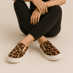 Tênis Slip On Couro Premium Pelo Leopardo Caramelo 510 - 196 - USE PDK SHOES
