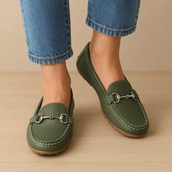 Mocassim Couro Premium Confort Verde Oliva Metal 8062 - 316 - USE PDK SHOES