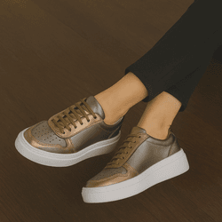 Tênis Casual Couro Premium Metalizado Onix Craquele 2030 - 191 - USE PDK SHOES